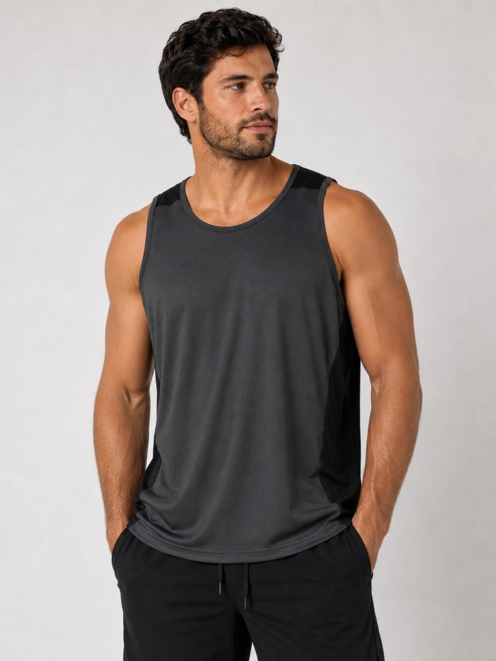 DSG Men's Athletic Moisture Wicking Run Tank Gray and Black Men's Size Large New